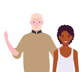 men with different poses on white background