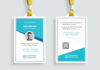 Id Card Layout with Blue Accents
