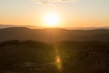 Fototapeta premium Sunset silhouette in the mountains