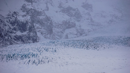 Fototapeta na wymiar Dramatic and frozen glaciers of the Vatnajökull National Park, South Iceland