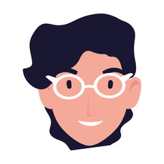 head of man smiling on white background