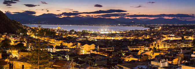 Panoramic of Nafplio, Greece at Night