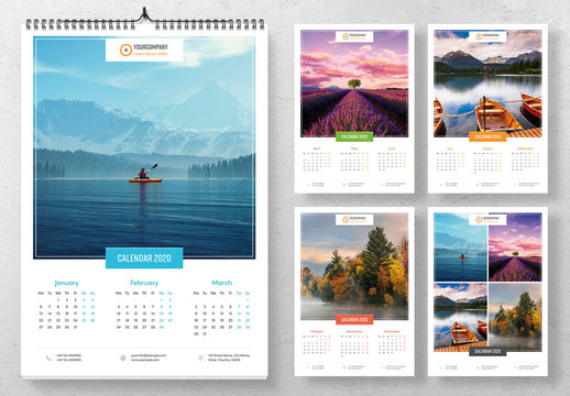 Wall Calendar Layout with Colorful Elements