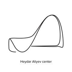 Heydar Aliyev center vector icon building vector ancient landmark outlined illustration 