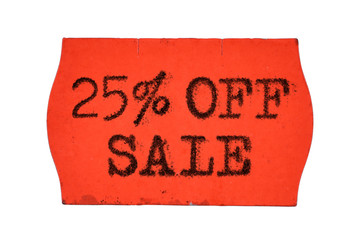 25 OFF percent Sale red price tag sticker isolated