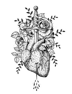 Realistic Heart Drawing Print - Etsy Canada-saigonsouth.com.vn