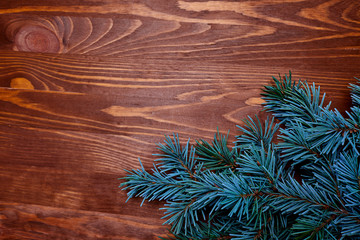 wooden background with fir tree