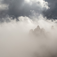 Mountain peak in the clouds