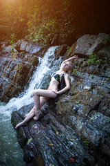 Girl in mountain river