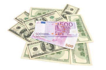 Fototapeta na wymiar USD, EURO. isolated on white background.