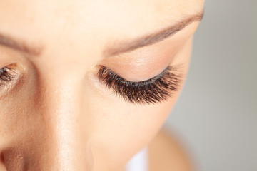 Woman Eyes with Long Eyelashes. Eyelash Extension. Beautiful Lashes.