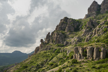 Fototapeta na wymiar mountain landscape, Ghost Valley, grass, rocks