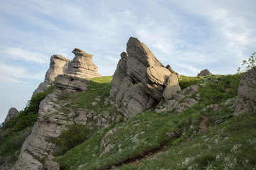 mountain landscape, Ghost Valley, grass, rocks