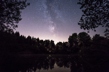 starry sky over the marsh, the Milky Way over the water