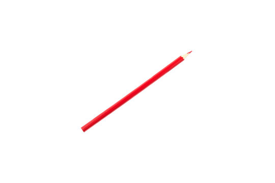 Colored red pencil isolated on a white background.