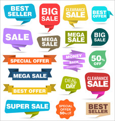 Modern origami sale stickers and tags colorful collection