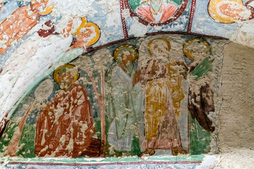 Obraz na płótnie Canvas Fresco Ceiling in cave orthodox El Nazar Church, Goreme Cappadocia, Turkey