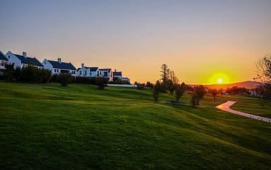 Fototapeta na wymiar sunset of the golf course