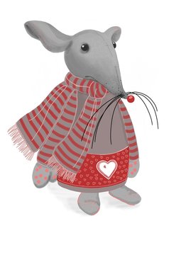 Picture of a Christmas mouse dressed in a scarf