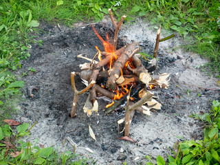 fire for cooking in nature. tourism