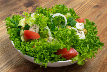Greek Salad, Horiatiki or Village Salad with Feta Cheese