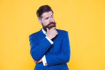 search of better solution. agile business. businessman broker formal suit. handsome bearded man...