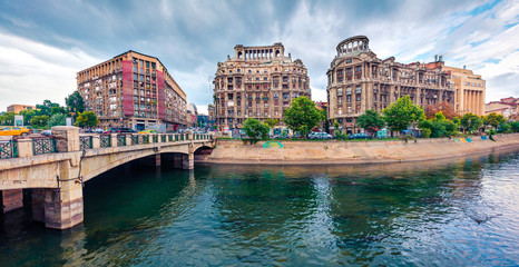 Splendid morning cityscape of Bucharest city - capital of Romania, Europe. Nice summer view of...