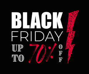 Fototapeta na wymiar Black Friday 70 percent off sale