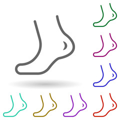 Human foot multi color icon. Simple thin line, outline vector of health icons for ui and ux, website or mobile application