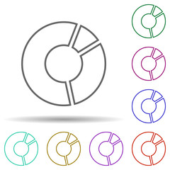 Pie chart line multi color icon. Simple thin line, outline vector of chart and diagram icons for ui and ux, website or mobile application