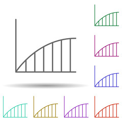 Line chart line multi color icon. Simple thin line, outline vector of chart and diagram icons for ui and ux, website or mobile application