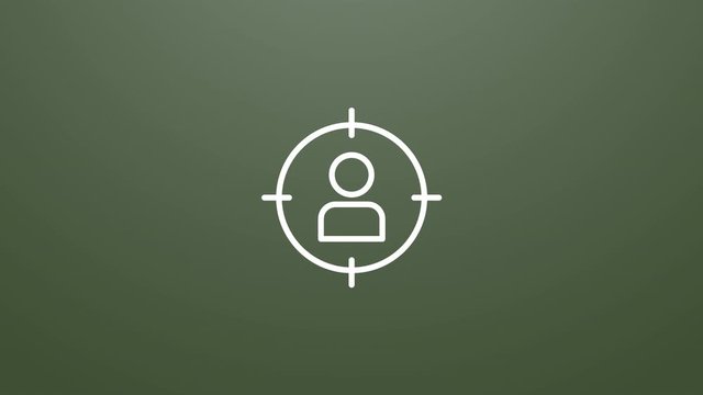 4k animation of Person hunting icon. Particles animate symbol in composition and explosion. Two background version: full color and transparent isolated alpha channel.