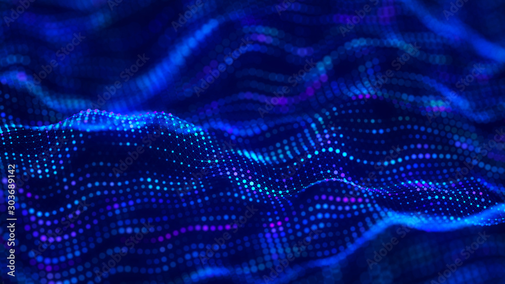 Fototapete Abstract technology background. Artificial intelligence. Science background. Big data visualization. 3D rendering.