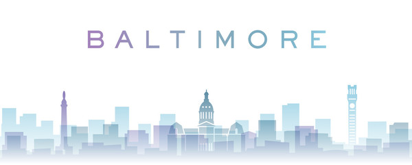 Baltimore Transparent Layers Gradient Landmarks Skyline - obrazy, fototapety, plakaty