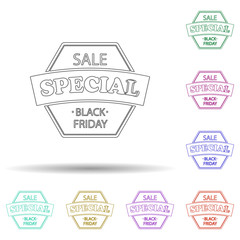 Obraz premium Black friday sale abstract multi color icon. Simple thin line, outline vector of black friday icons for ui and ux, website or mobile application