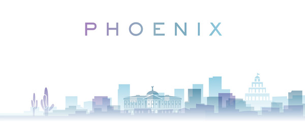 Fototapeta na wymiar Phoenix Transparent Layers Gradient Landmarks Skyline