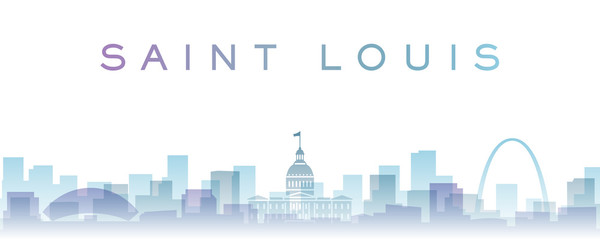 Saint Louis Transparent Layers Gradient Landmarks Skyline - obrazy, fototapety, plakaty