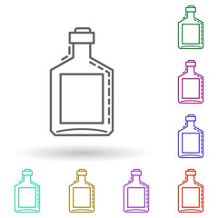 Bottle of alcohol dusk multi color icon. Simple thin line, outline vector of drinks & beverages icons for ui and ux, website or mobile application