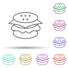 Burger multi color icon. Simple thin line, outline vector of food and drink icons for ui and ux, website or mobile application