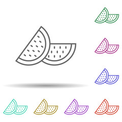 Watermelon multi color icon. Simple thin line, outline vector of food and drink icons for ui and ux, website or mobile application