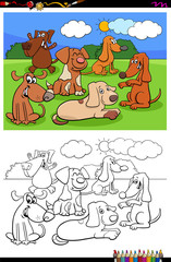 Obraz na płótnie Canvas dogs and puppies characters group color book