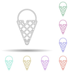 Ice cream in horn multi color icon. Simple thin line, outline vector of ice cream icons for ui and ux, website or mobile application