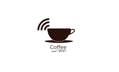 simple creative Cup of coffee with wi-fi icon, logo design template vector icon for for cafes and restaurants