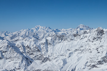 Fototapeta na wymiar Alps in winter - beautiful view on Mont Blanc from Klein Matterhorn