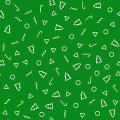 Doodle seamless pattern simple elements on the green background