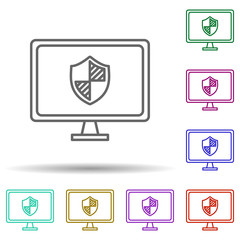 Internet security for computer multi color icon. Simple thin line, outline vector of security icons for ui and ux, website or mobile application