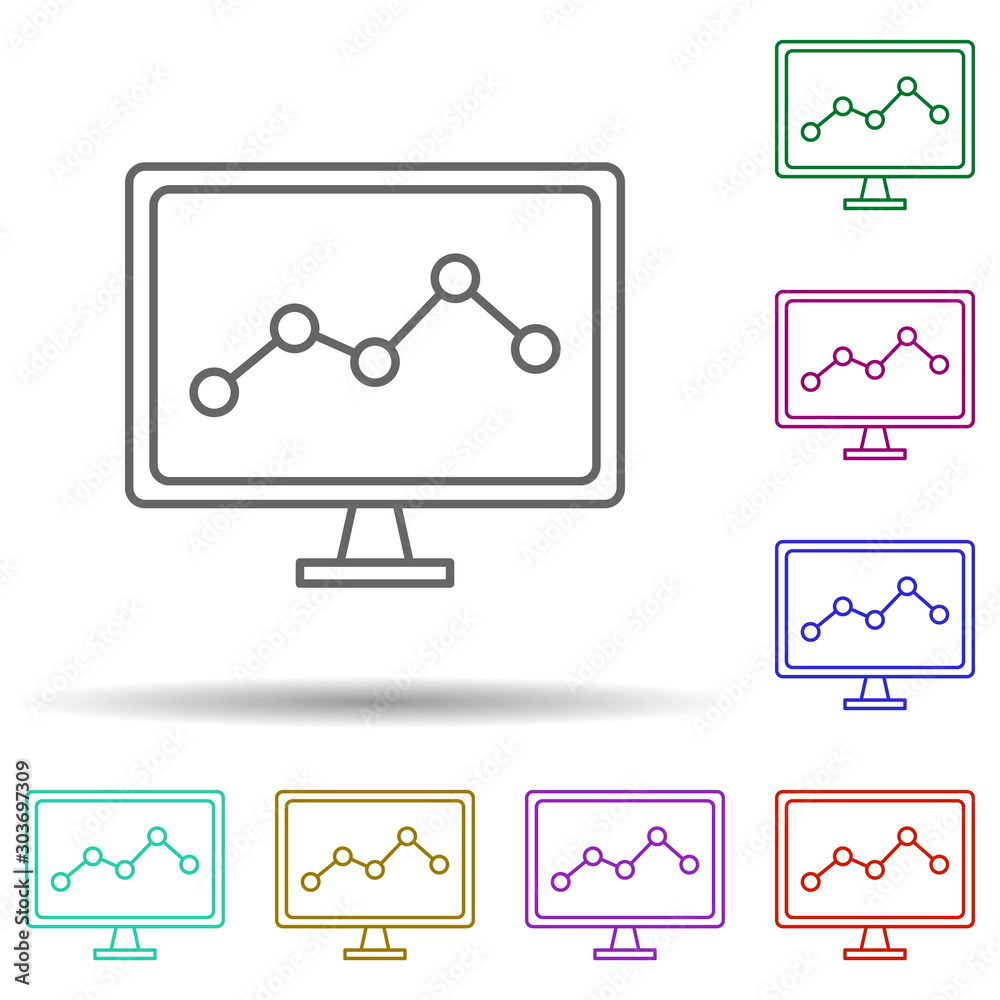 Poster Monitoring multi color icon. Simple thin line, outline vector of security icons for ui and ux, website or mobile application