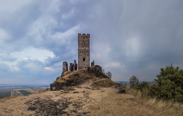 medieval castle in the czech republic on a hill