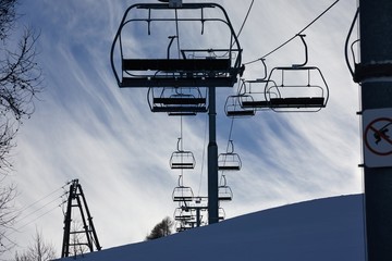 Chair lift in a skiing area