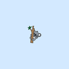 Cute koala winking eye on a branch, vector illustation © Totostarkk9456